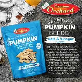 Premium Orchard BBQ pumpkin seeds, bold flavor ideal for hiking.