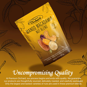 Premium Orchard Deluxe gluten free trail mix ingredients reveal wholesome, gluten-free snack.