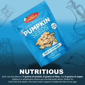 Premium Orchard dill pumpkin seeds, savory crunch to top salads.