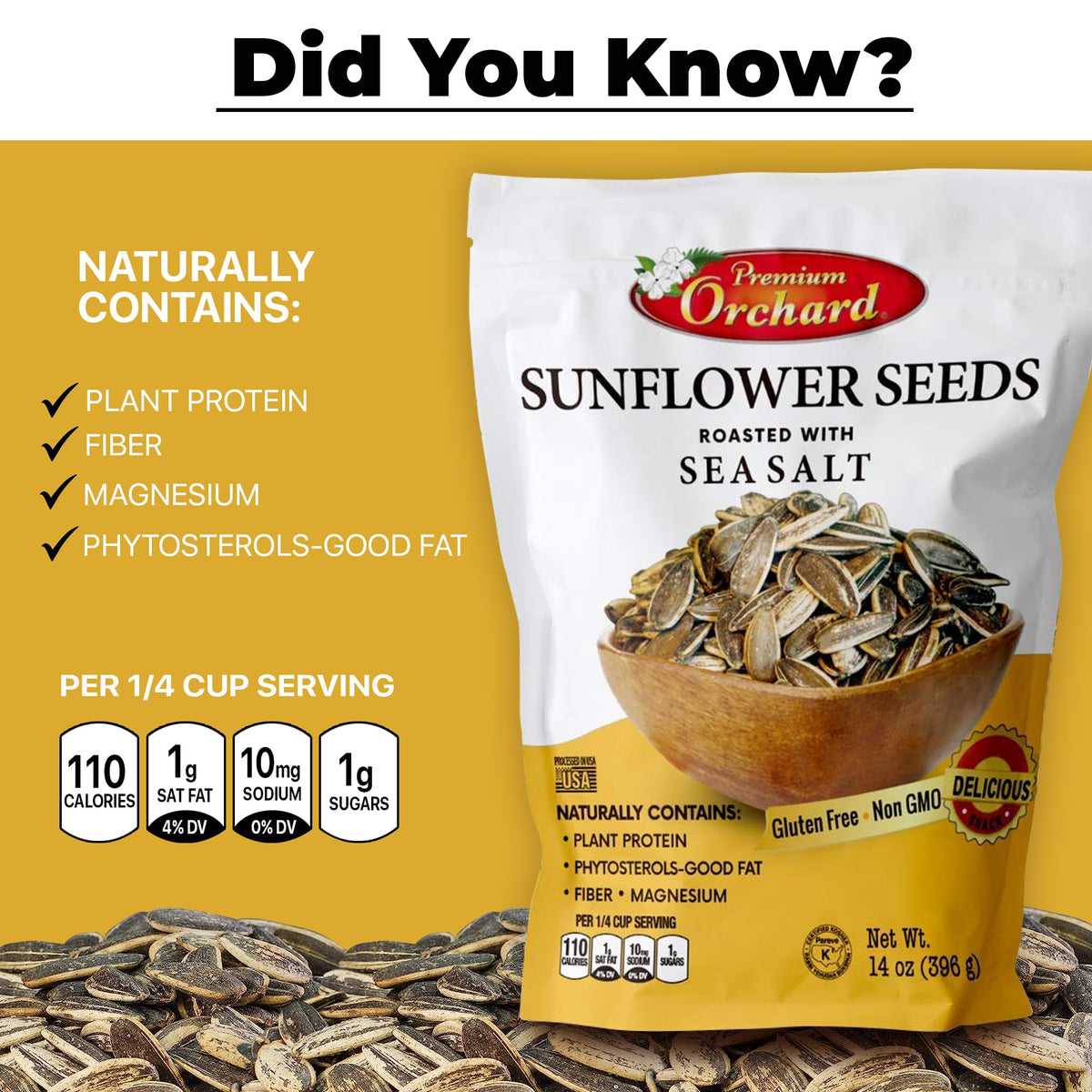 Premium Orchard kitchen-ready snack featuring sea salt and crisp shells.
