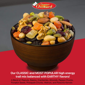 Premium Orchard crunchy-nut texture with light salt emphasizes flavor balance in every bite.