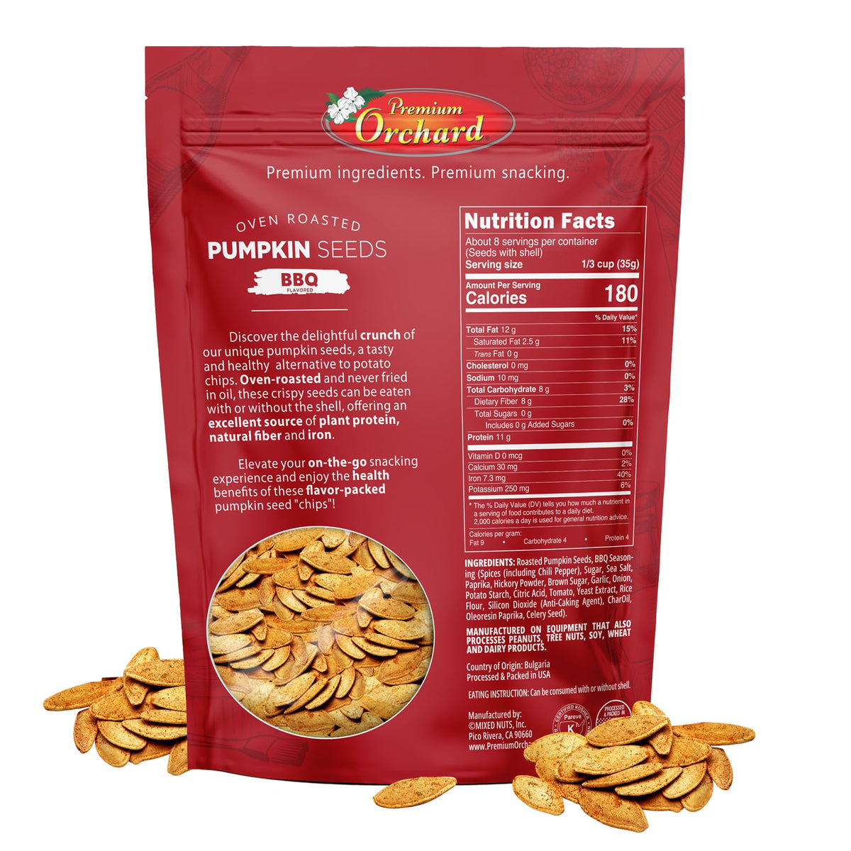 Premium Orchard dill flavor pumpkin seeds offering savory crunch anytime