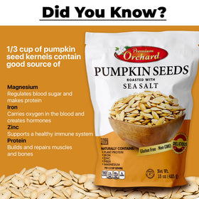 Premium Orchard pumpkin seeds sprinkled on a salad for extra crunch