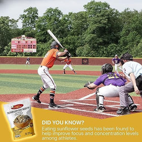 Premium Orchard sunflower seeds closeup highlighting toasted texture and lightly salted taste.
