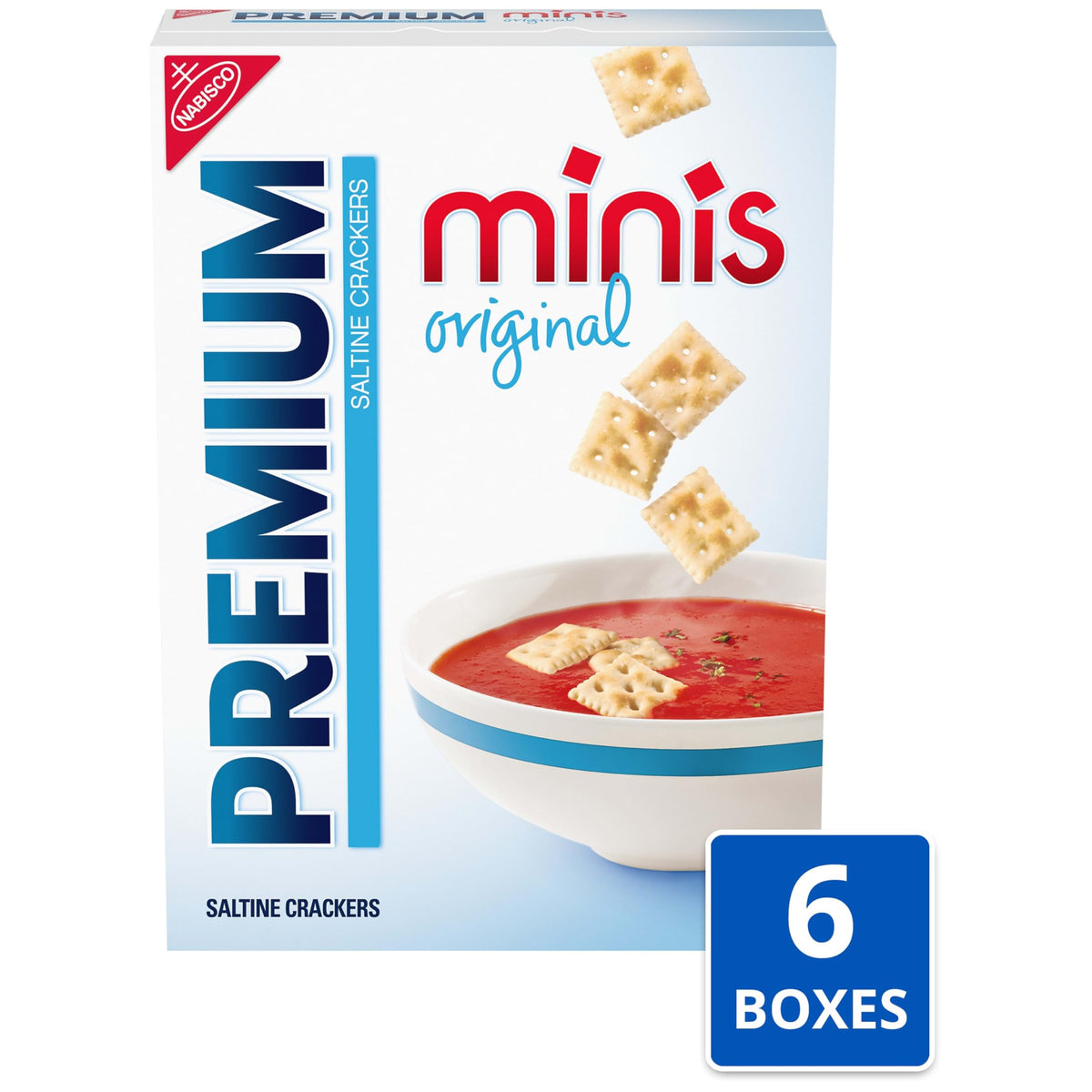 Premium Original Mini Saltine Crackers crisp texture close-up inviting crunch.