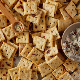 Crackers packed in a lunchbox for a mid-day snack.