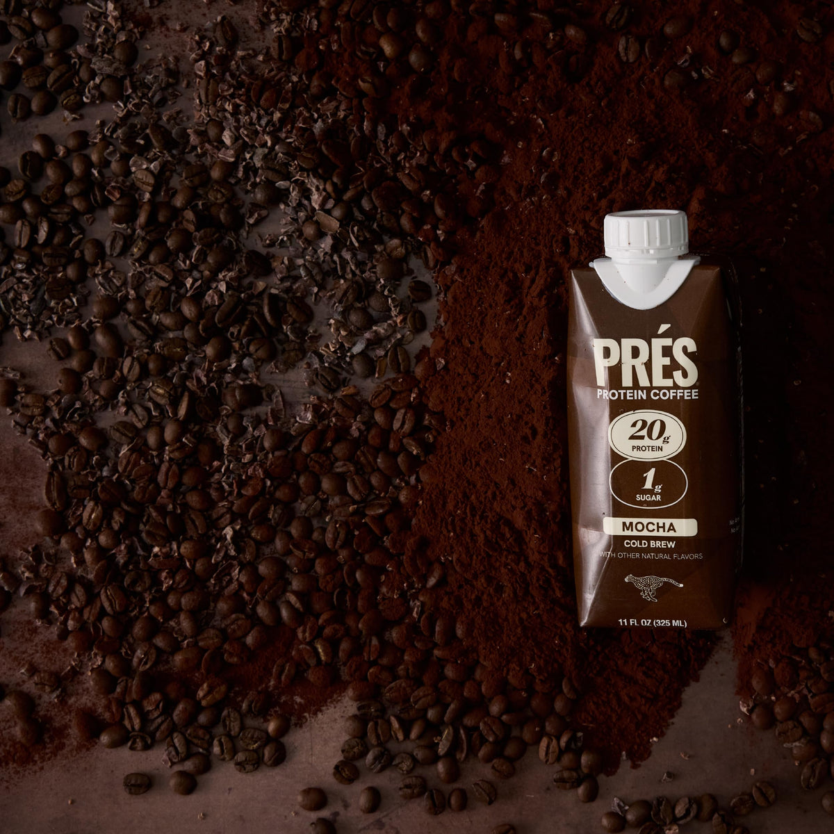 PRÉS ready-to-drink bottle with natural caffeine from Arabica coffee for energy.