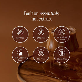 PRÉS Protein Coffee Caramel pour image emphasizes easy grab-and-go fueling.