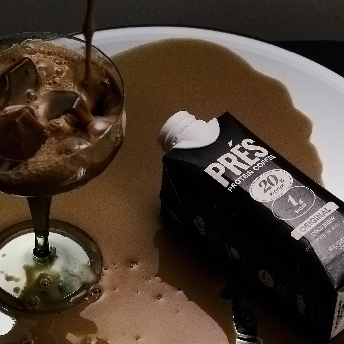 PRÉS Protein Coffee bottle with Arabica caffeine highlight for natural energy