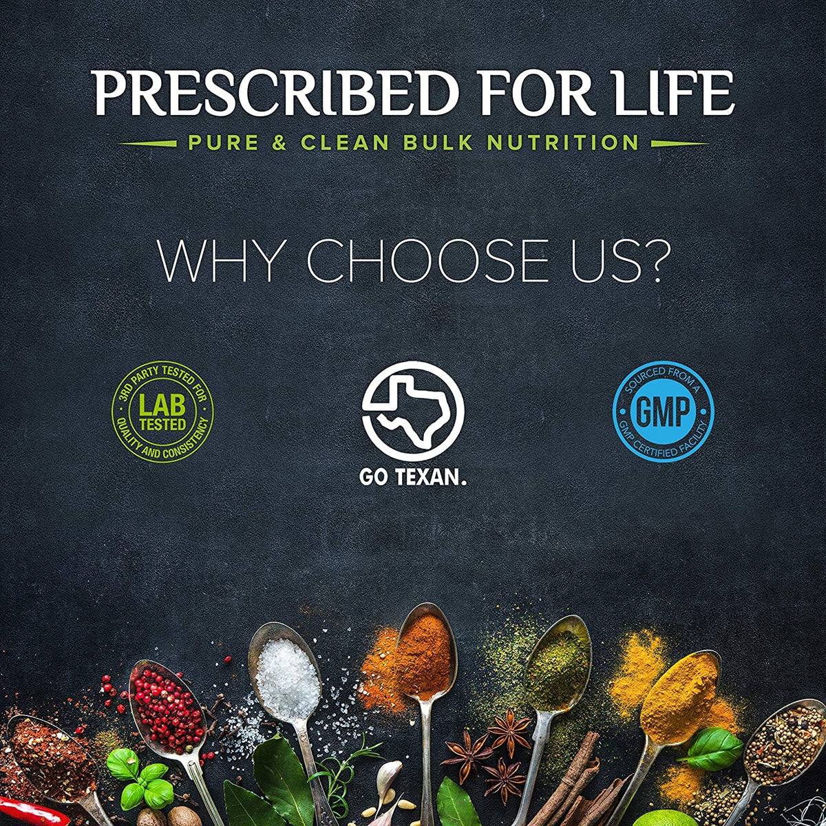 Prescribed For Life storage image emphasizes resealable pouch preserving freshness.