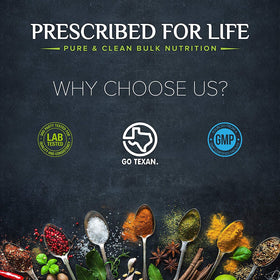 Prescribed For Life storage image emphasizes resealable pouch preserving freshness.