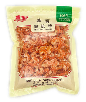 President Brand dried shrimp Louisiana small bag closeup for convenient protein.