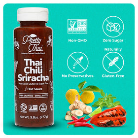 Pretty Thai Sriracha drizzle over noodles for savory kick.