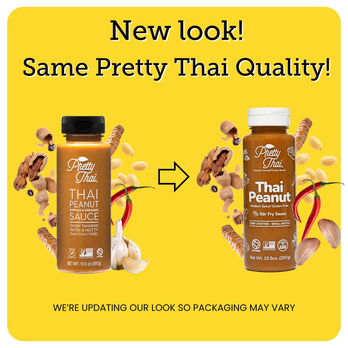 Pretty Thai Peanut Sauce jar closeup reveals nutty notes and creamy texture.
