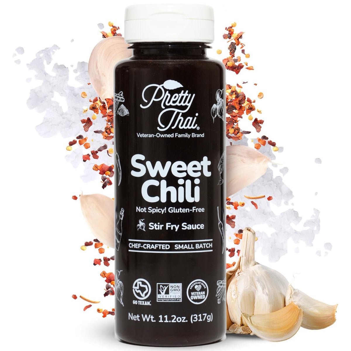 Pretty Thai Sweet Chili bottle pour for bold Thai flavor in meals.
