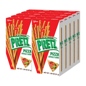 Pretz pizza-flavor biscuit sticks on pack, savory grab-and-go snack.