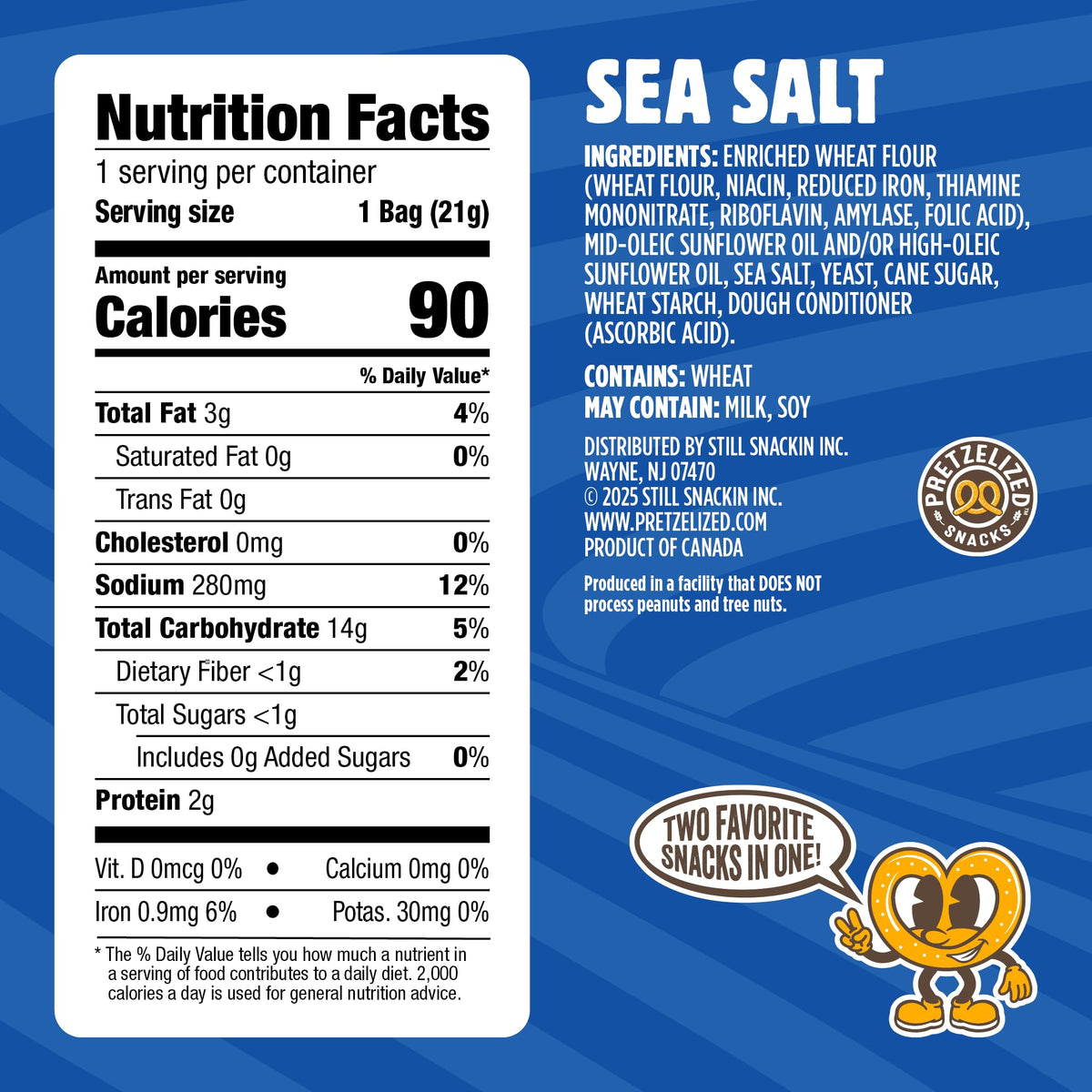PRETZELIZED Classic Sea Salt pack back, nutritional notes and design