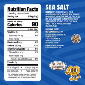 PRETZELIZED Classic Sea Salt pack back, nutritional notes and design