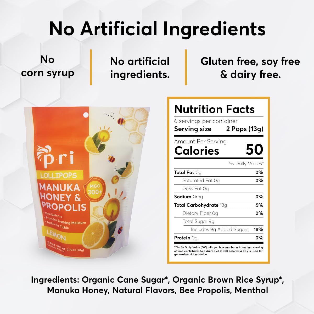 P.R.I clean-label ingredients showing organic sugar and syrup