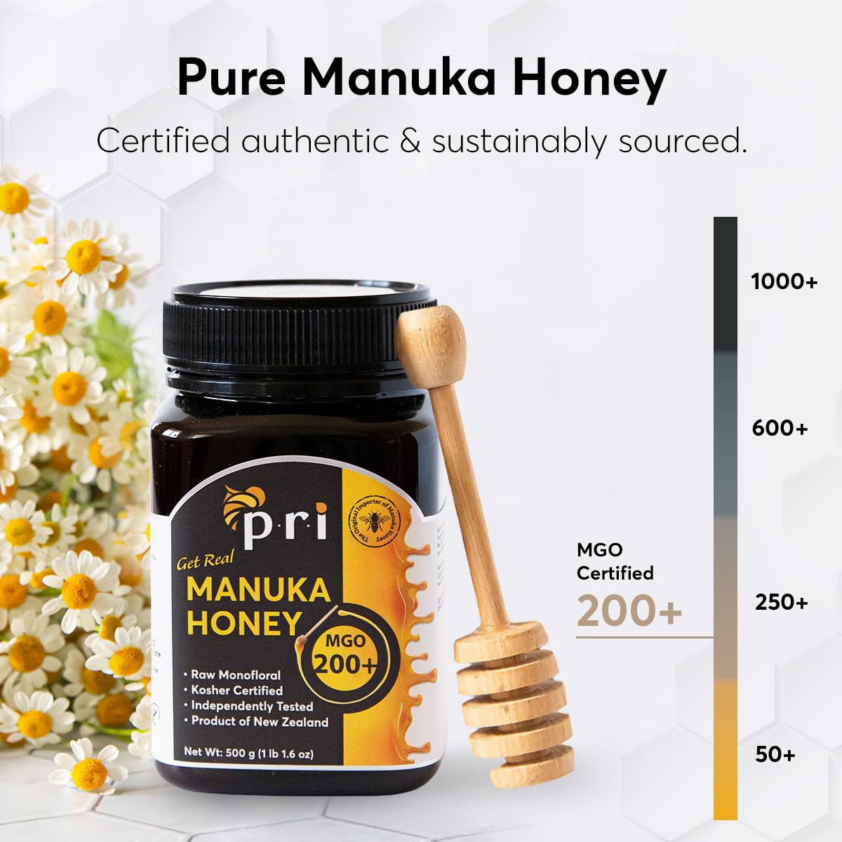 P.R.I Manuka honey label with QR code highlighting traceability and batch results