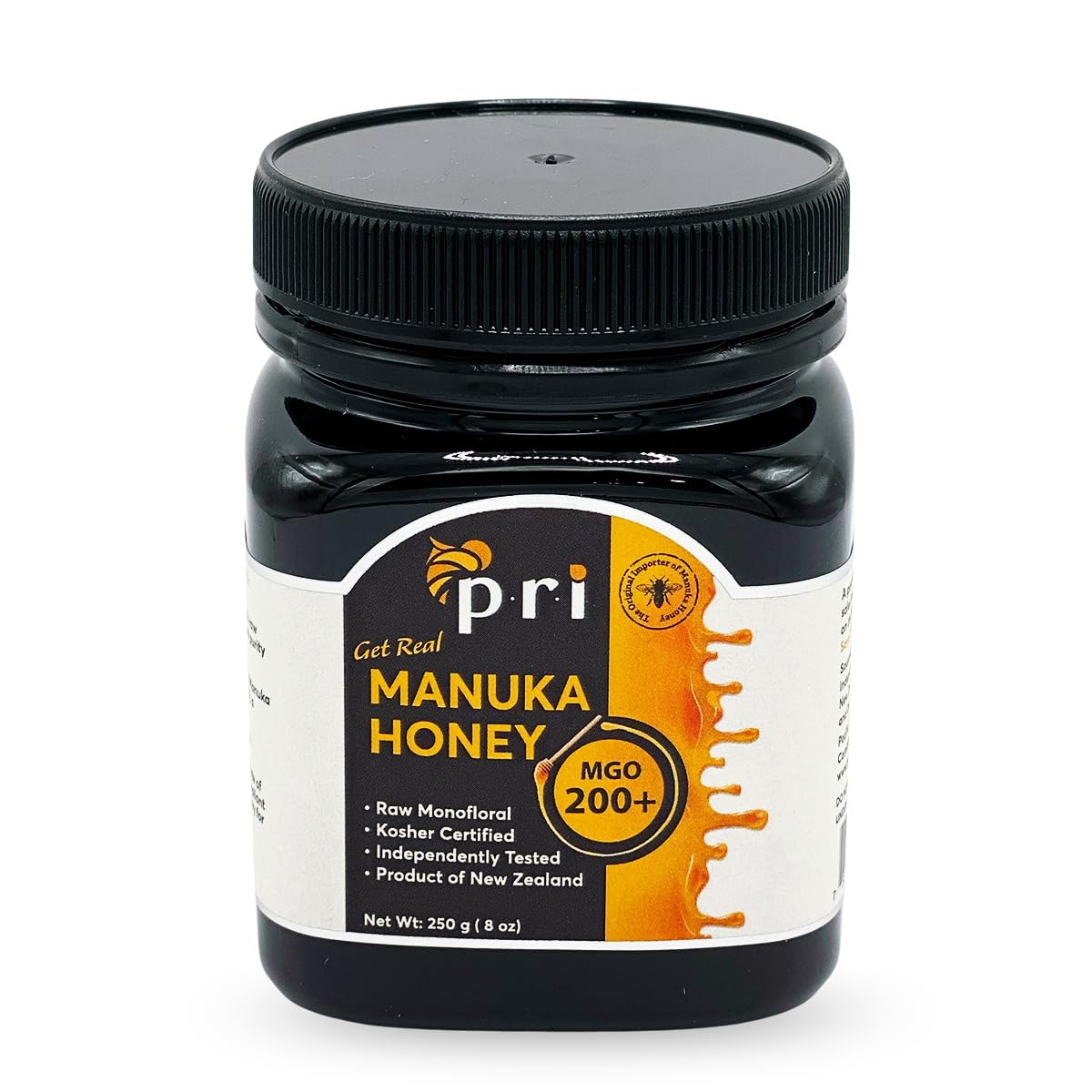 PRI Manuka honey bottle with MGO 200+ potency for everyday sweetness