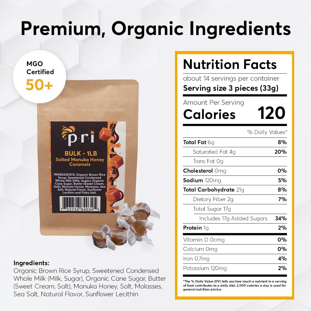 P.R.I Manuka caramel gluten-free option for mindful snacking moments
