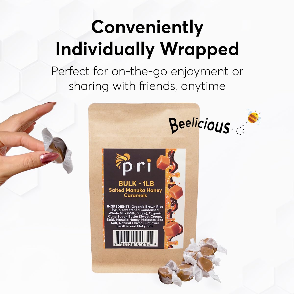 P.R.I Manuka caramel individually wrapped for freshness and easy gifting