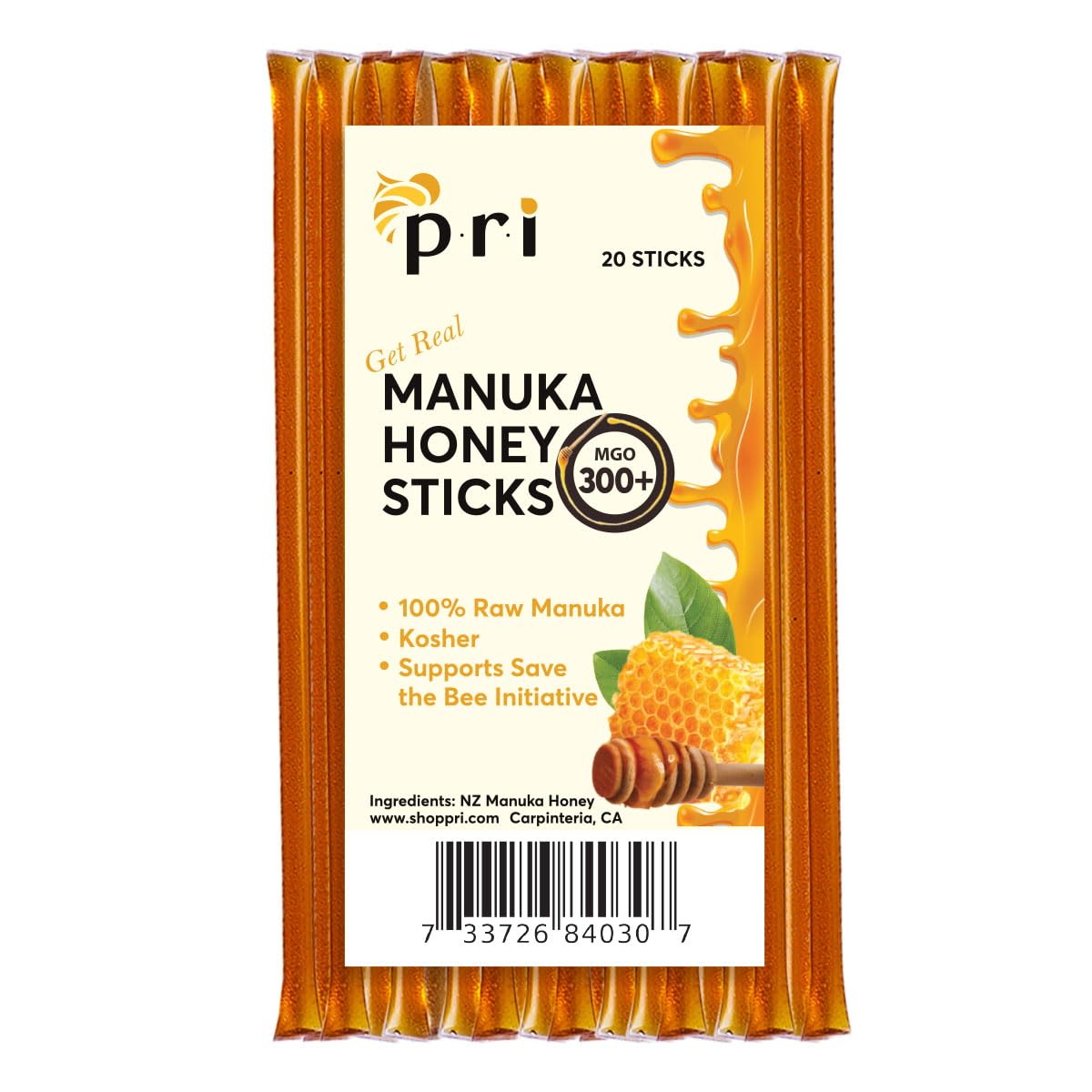 P.R.I Manuka honey sticks 20-count pack on-the-go use