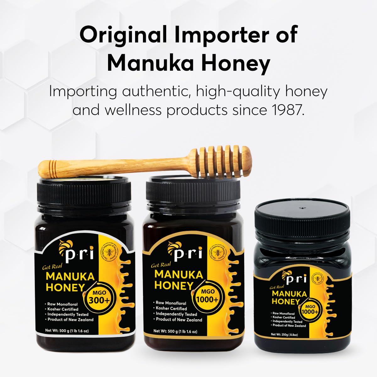 P.R.I Manuka MGO 1000 lid QR code highlights traceability.
