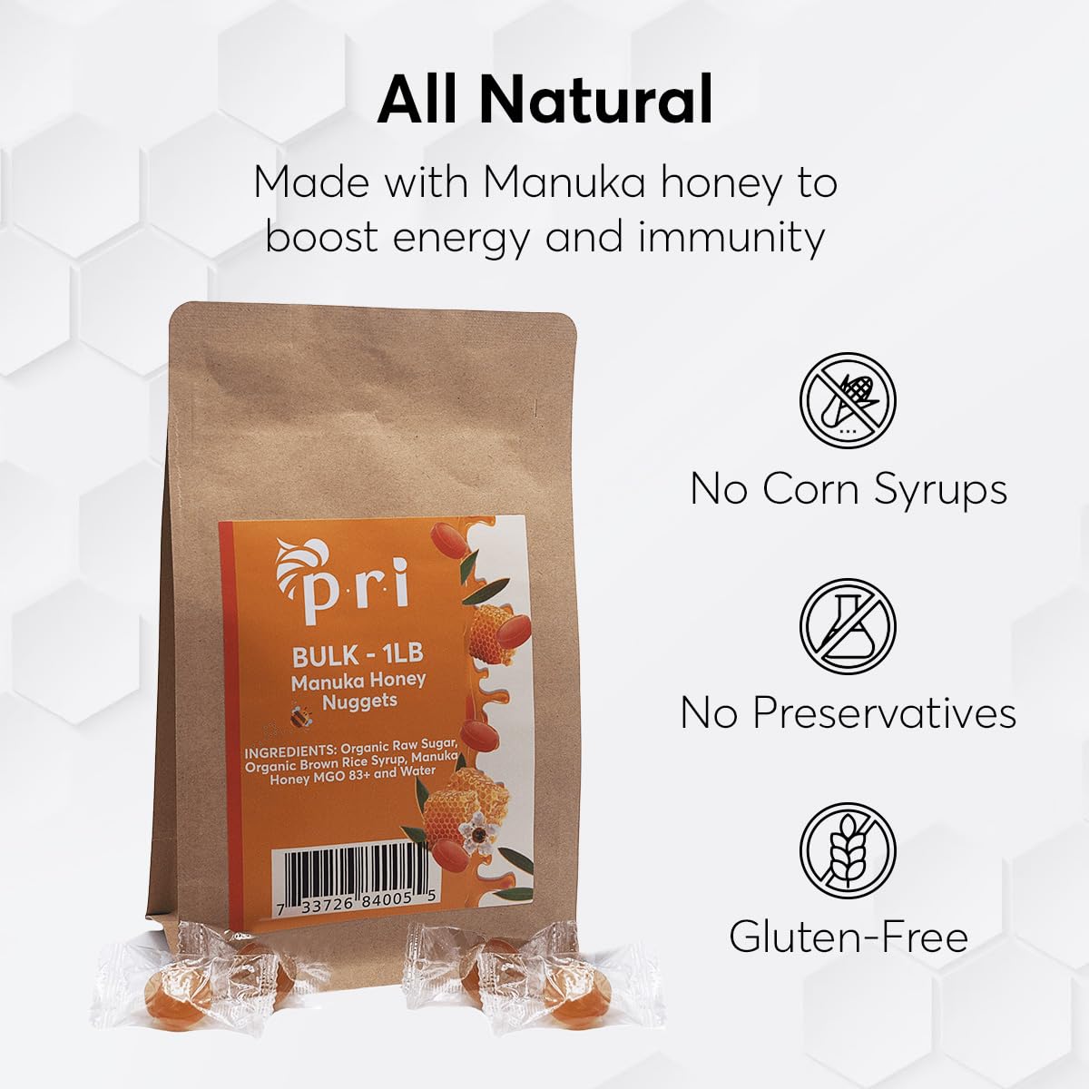 P.R.I Manuka Nuggets individually wrapped for easy snacking on the go