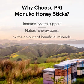 P.R.I MGO 300+ Manuka honey label showing potency