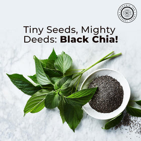 Pride Of India Black Chia Seeds in a smoothie for omega-3 nutrition.