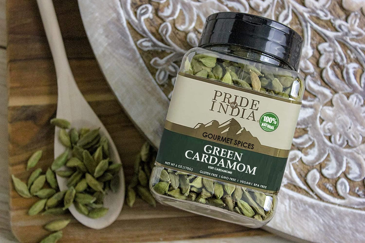 Pride of India Cardamom pods for drinks enhances tea, coffee, and cocktails.