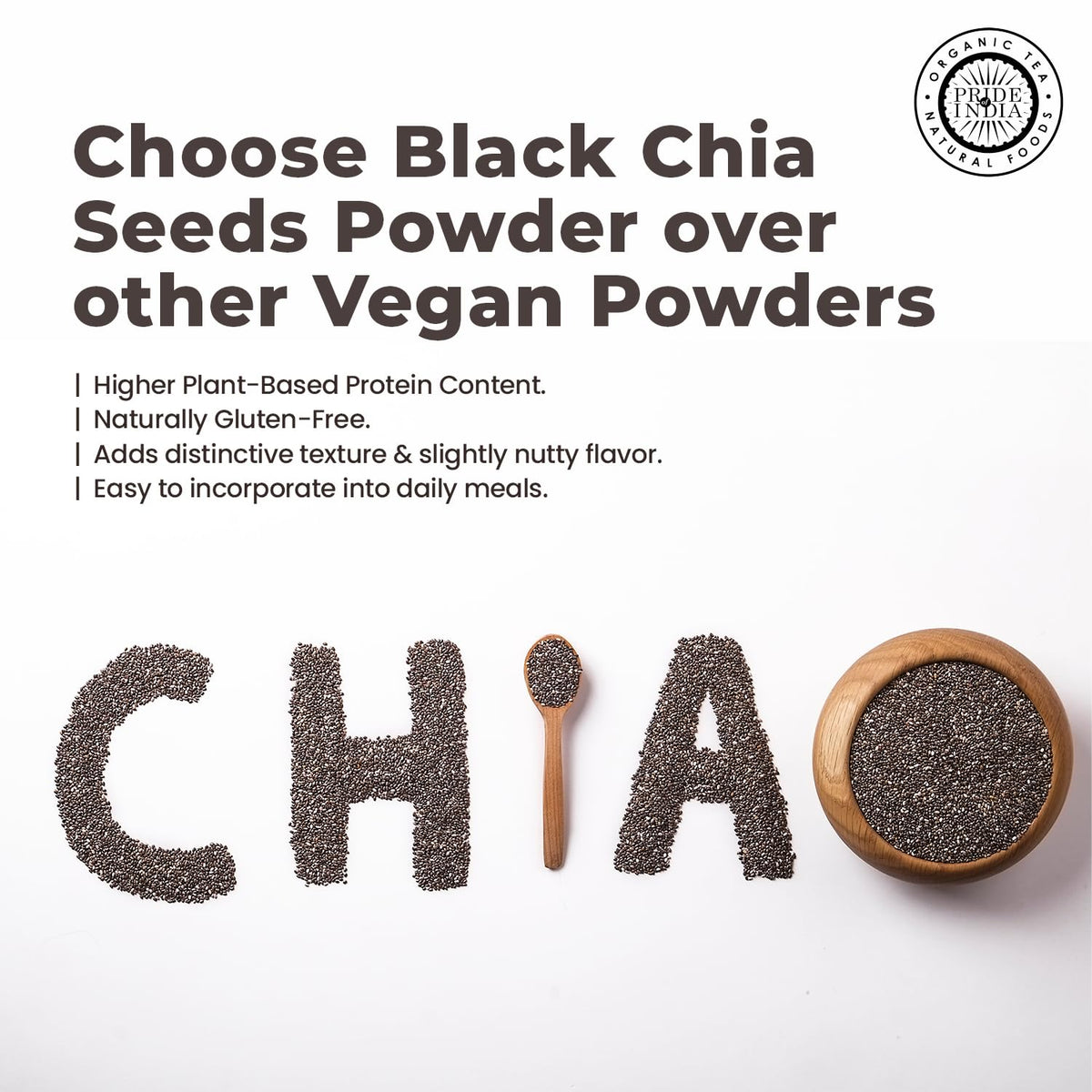 Pride Of India chia seeds stored in pantry ready for daily use.