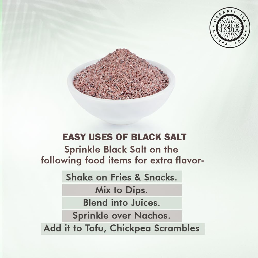 Pride Of India Himalayan black salt fine grind kitchen dish demonstrates protein-friendly flavor depth.