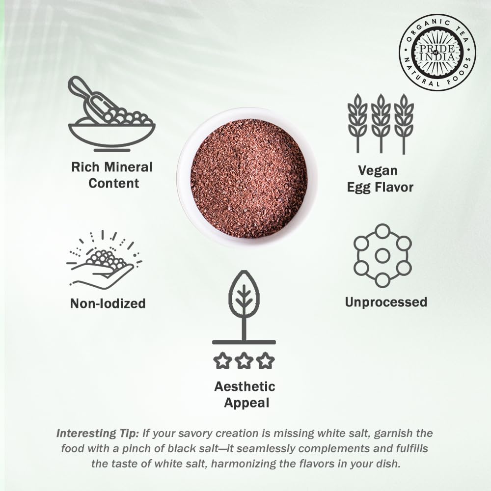 Pride Of India Himalayan black salt fine grind tofu scramble highlight for plant-based meals.