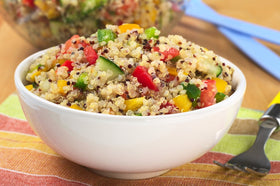 Pride Of India tri-color quinoa dry grains showing red, white, and black