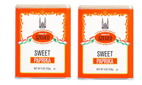 Pride Of Szeged Szeged Sweet Paprika bottle adds vibrant color to meals.
