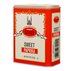 Pride Of Szeged Szeged Sweet Paprika jar shows easy, even seasoning while cooking.