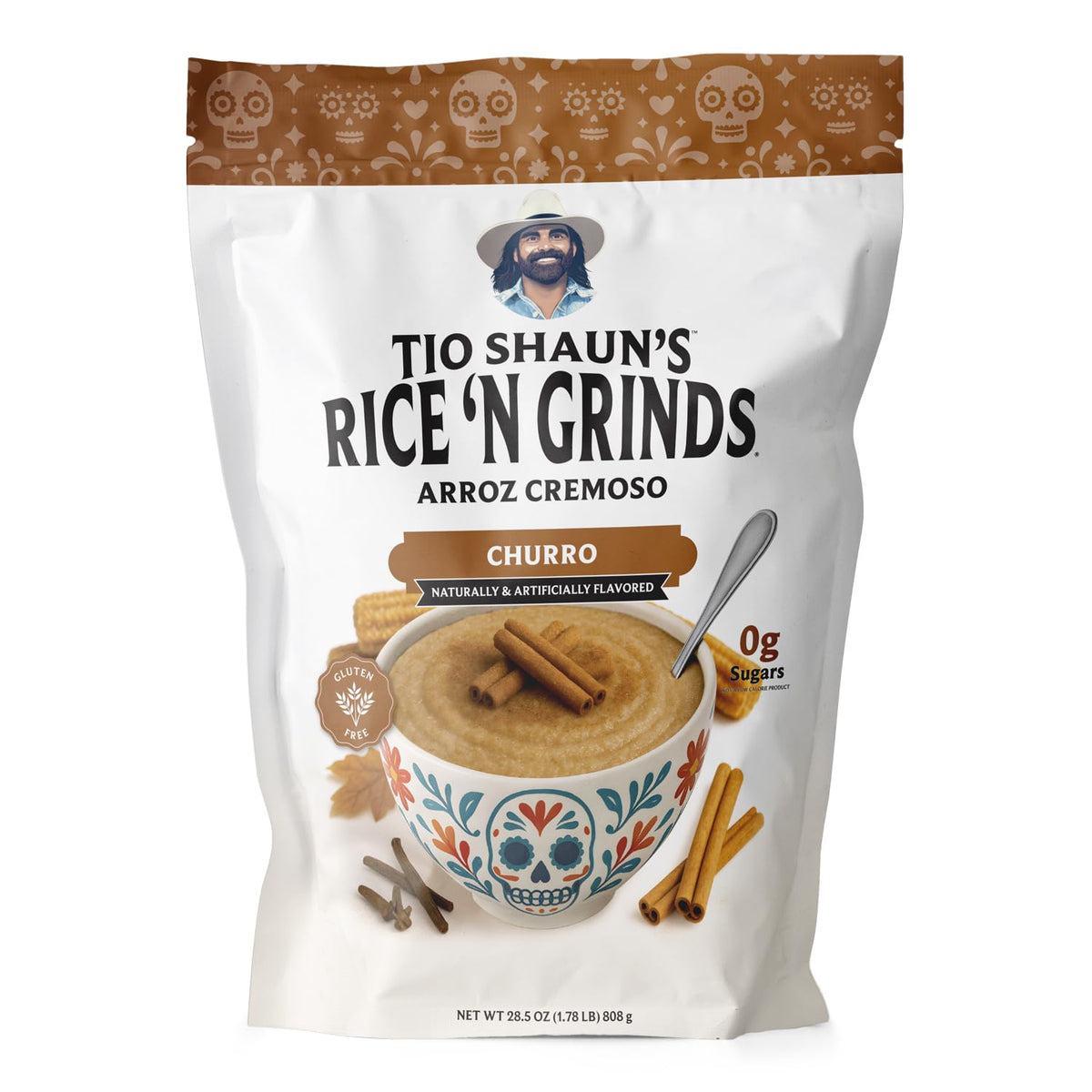 Pride Foods El Especial Rice ’N Grinds Churro cereal in a bowl for a creamy, energy-boosting breakfast.