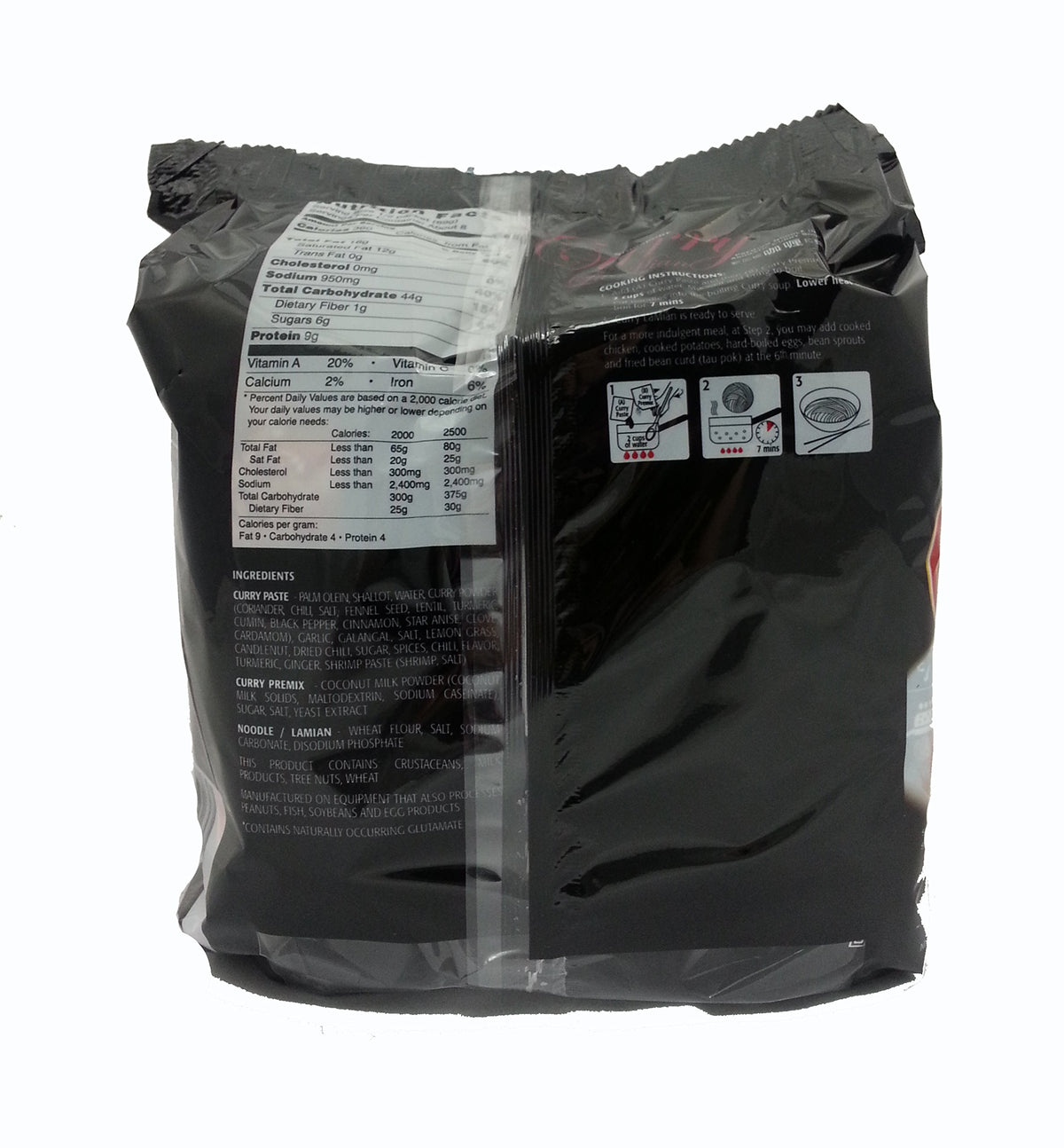 Raw Prima Taste Singapore Curry Lamian noodles ready to cook for a quick, flavorful meal.