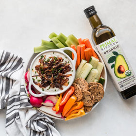Primal Kitchen Avocado Oil 500ml stovetop cooking, high versatility for sautéing.