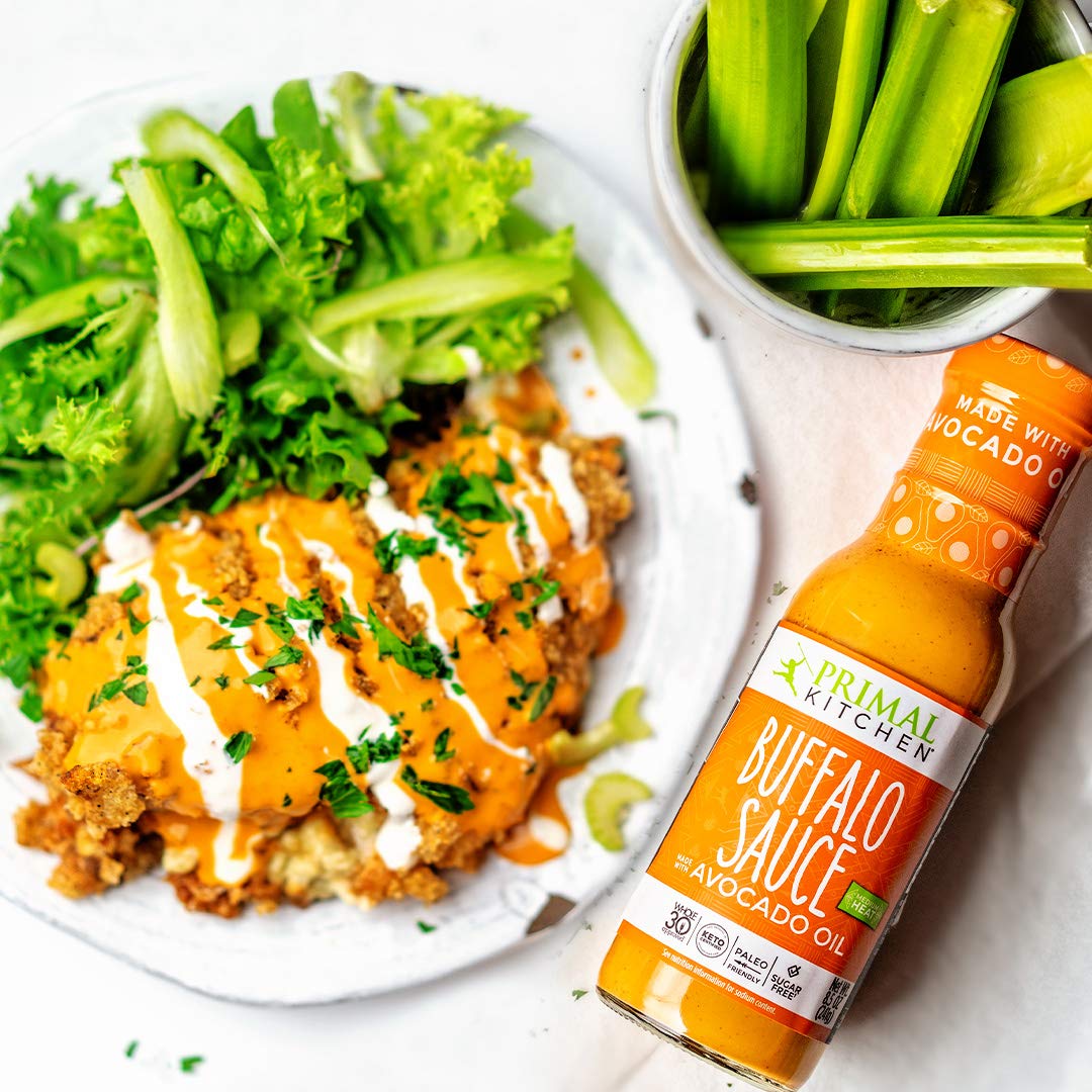 Primal Kitchen Buffalo Sauce dip bowl ready for game day