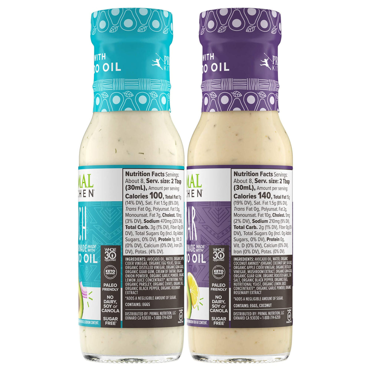 Primal Kitchen Caesar dressing bottle pour for creamy Caesar salads