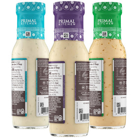 Primal Kitchen Caesar dressing on skillet cauliflower with creamy drizzle for weeknight meals.