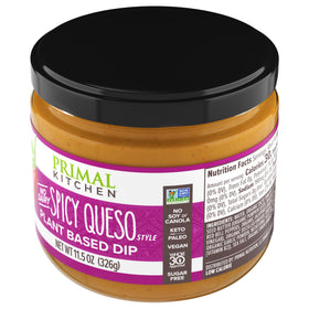 Primal Kitchen Dip Queso Spicy no-dairy pack seal hints freshness.
