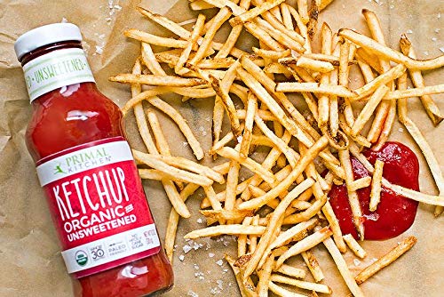 Primal Kitchen Ketchup bottle with label details emphasizing keto and Whole30