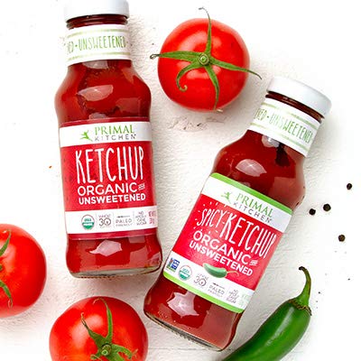 Primal Kitchen Organic Ketchup Spicy bottles showing jalapeño kick for enhanced meals