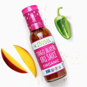 Primal Kitchen Mango Jalapeño BBQ Sauce jar with tropical heat for marinades