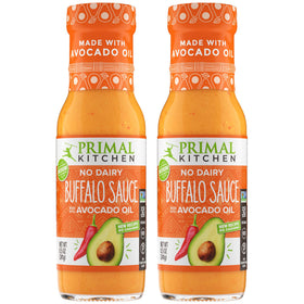 Primal Kitchen No Dairy Buffalo Sauce bottle with avocado oil for rich, dairy-free flavor